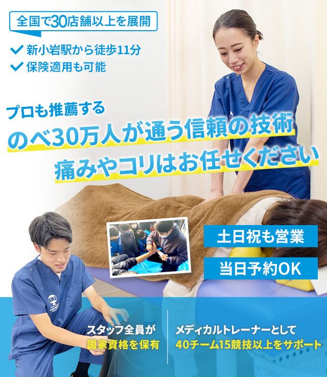 大手口コミサイトで140件の声が集まる人気整骨院！全国メディアにも掲載された技術と国家資格者による豊富な知識であなたにベストな施術法を提案します