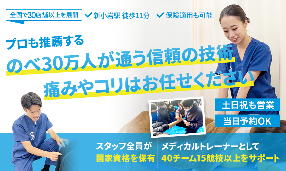 大手口コミサイトで140件の声が集まる人気整骨院！全国メディアにも掲載された技術と国家資格者による豊富な知識であなたにベストな施術法を提案します